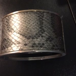 Silver tone hinged cuff bracelet